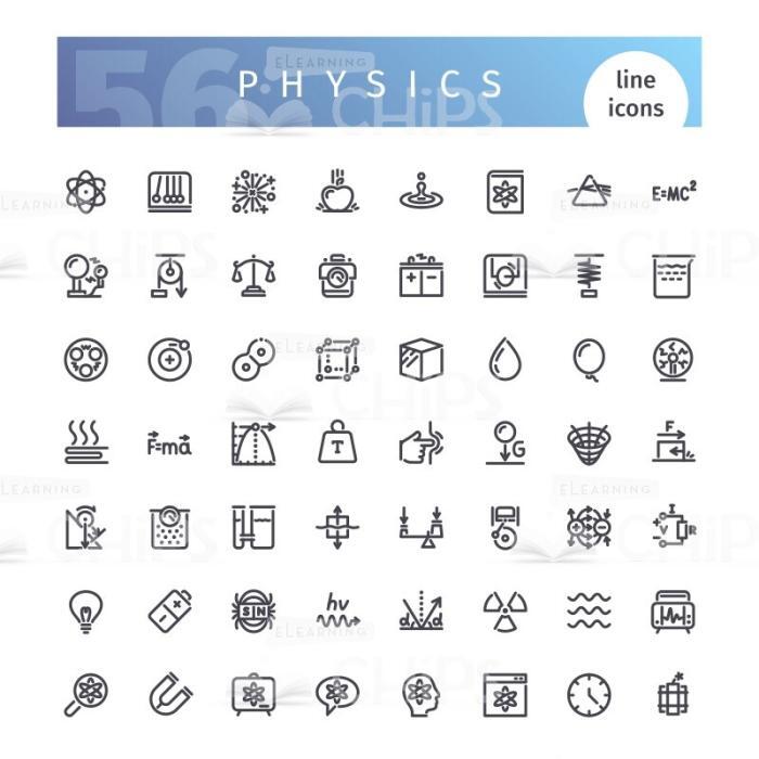 Physics Line Icons Set Vector Image-0