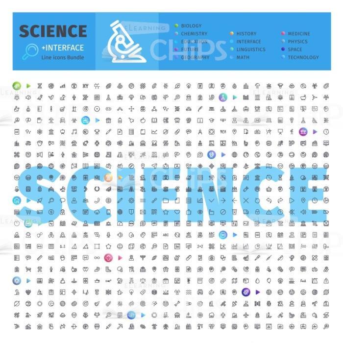 Large Bundle of Science Linear Vector Icons-0
