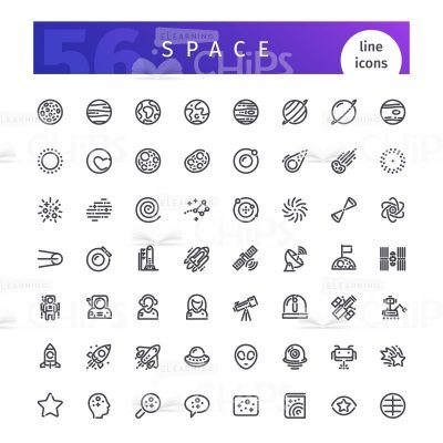 Space Line Icons Set Vector Image -0
