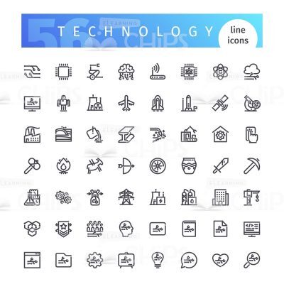 Technology Line Icons Set Vector Image-0