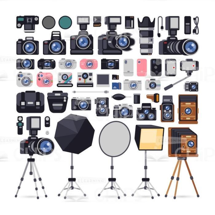 Professional Photographer Equipment Vector Object Set-0