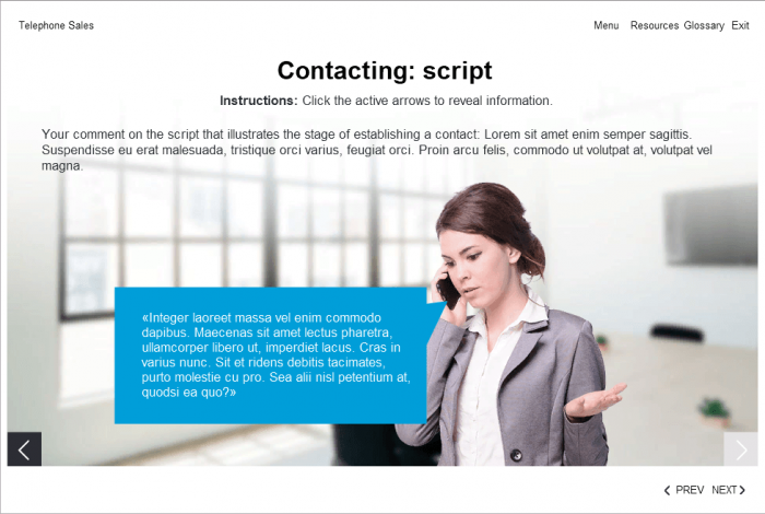 Cutout Business Woman with Speech Bubble — eLearning Lectora Templates