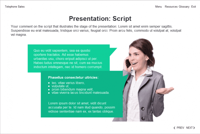 Cutout Woman with Callouts — eLearning Lectora Templates