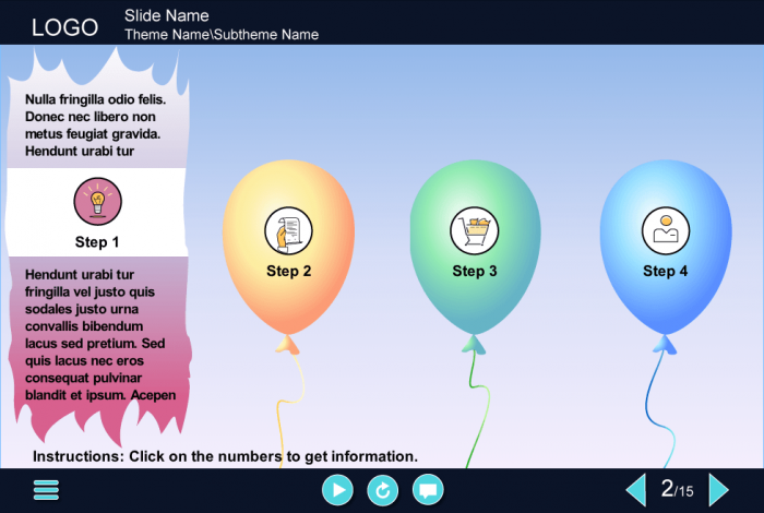 Exploded Balloon with Learning Materials — eLearning Articulate Storyline Templates