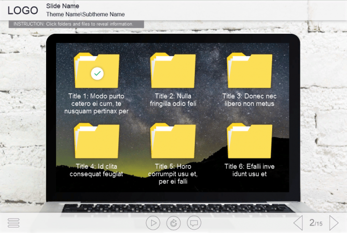 Six Clickable Folders — Trivantis Lectora Template