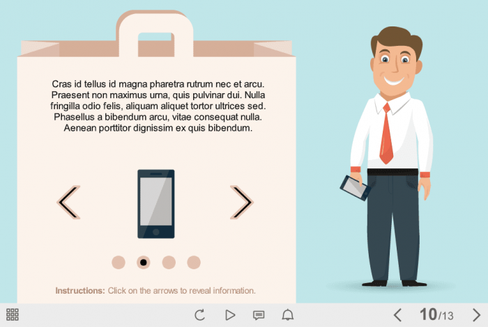 Vector Male Character Holding Phone — eLearning Articulate Storyline Templates