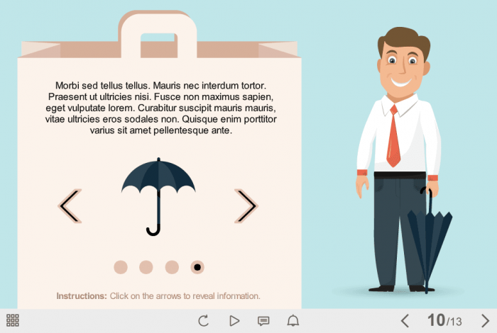 Happy Vector Man Holding Umbrella — Download Articulate Storyline Templates