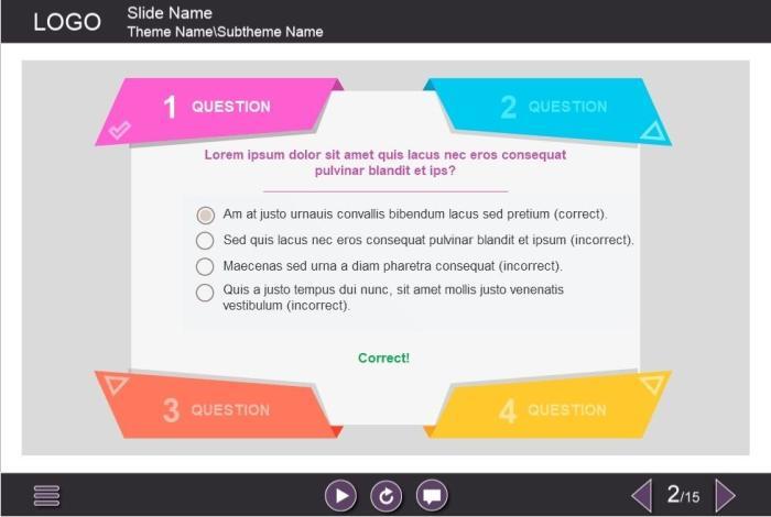 Question with Single Choice Answer Option — Download Lectora Templates