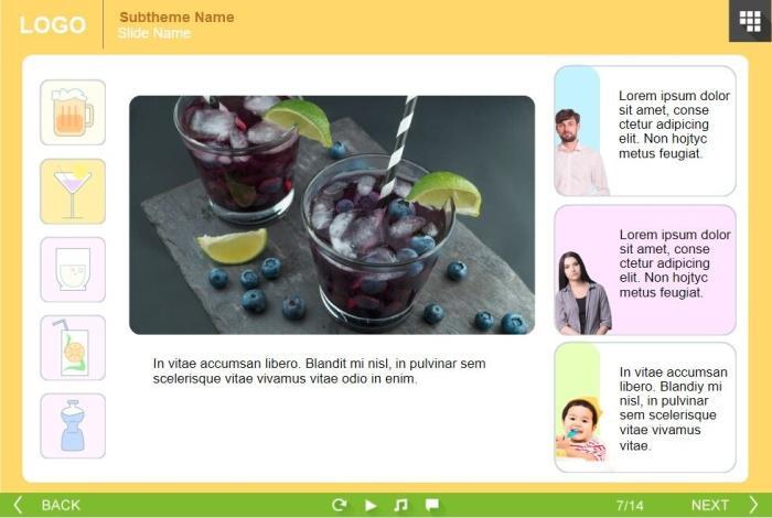 Tabs with Beverages — eLearning Lectora Templates
