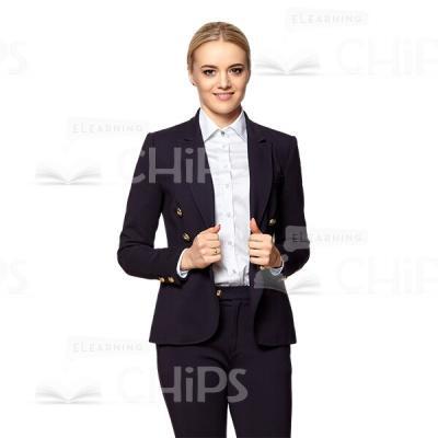 Smiling Business Lady Holding Hands on Jacket Cutout Photo-0