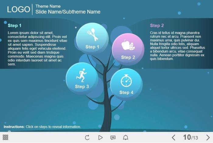 Tree Leaves Buttons — eLearning Lectora Templates
