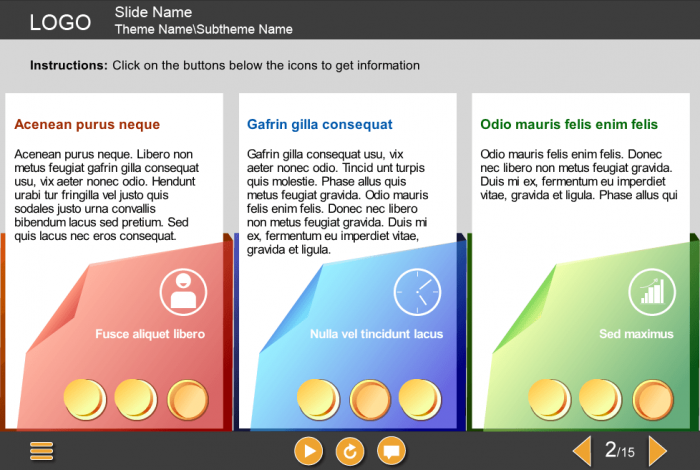 Yellow Round Buttons — eLearning Articulate Storyline Templates