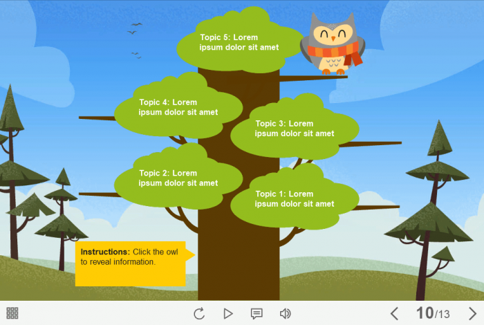 Owl Sitting on Branch — Download Lectora Publisher Templates