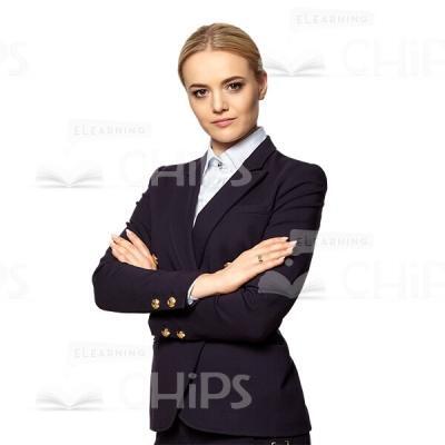 Cutout Picture of Attentive Business Lady Crossed Arms-0