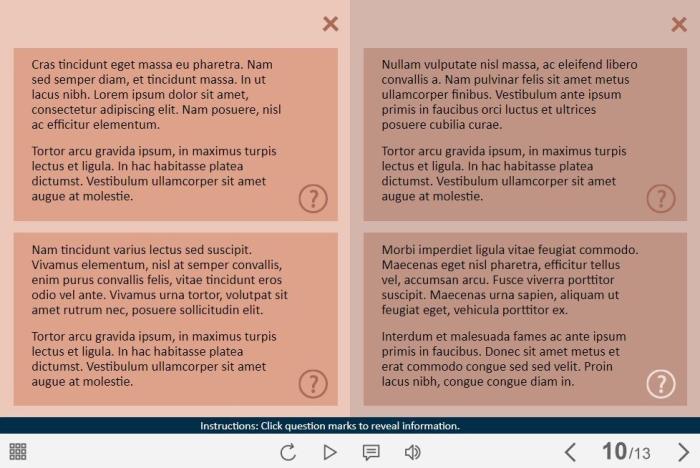 Four Text Blocks — eLearning Lectora Templates