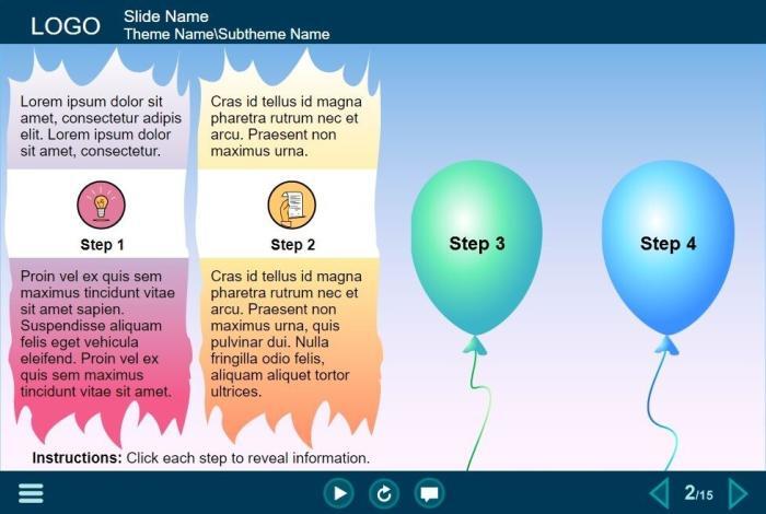 Exploded Balloon with Learning Materials — eLearning Trivantis Lectora Templates