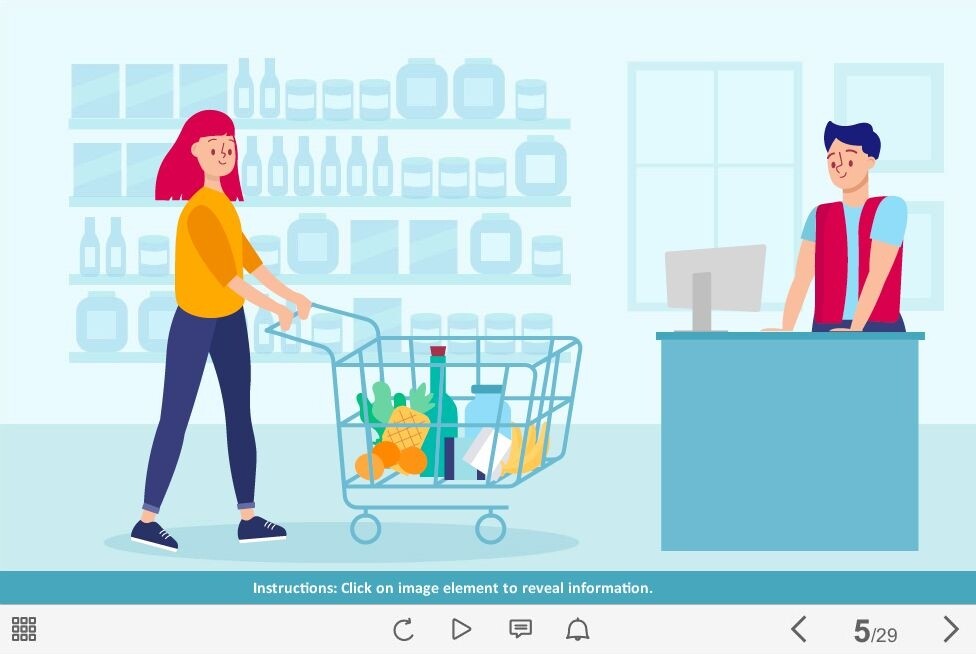 Supermarket Customer and Cashier — Storyline Template-0