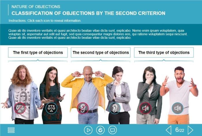Handling Customer Objections Course Starter Template — Trivantis Lectora-52710