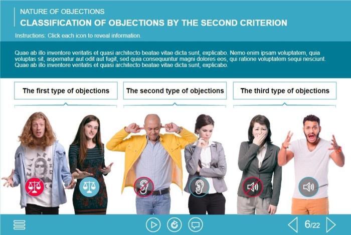 Handling Customer Objections Course Starter Template — Trivantis Lectora-52714