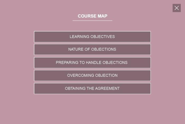 Handling Customer Objections Course Starter Template — Trivantis Lectora-52700