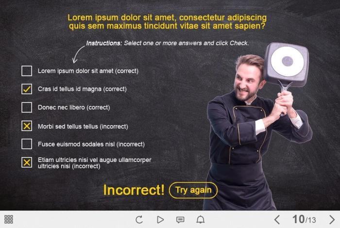 Cooking Quiz with Cutout Chef — eLearning Adobe Captivate Templates