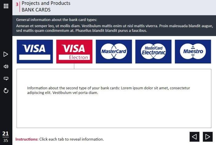 Tabs with Bank Card Logo — Download Lectora Inspire Templates