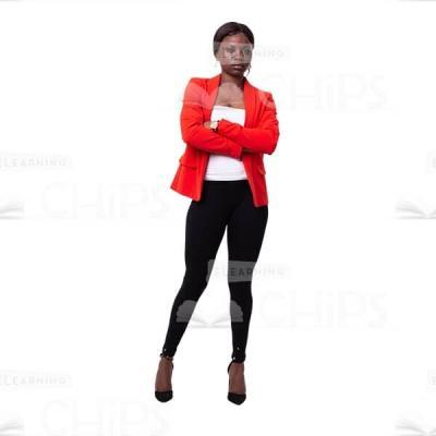 Suspicious Businesswoman Crossed Arms On The Belly Photo Cutout-0