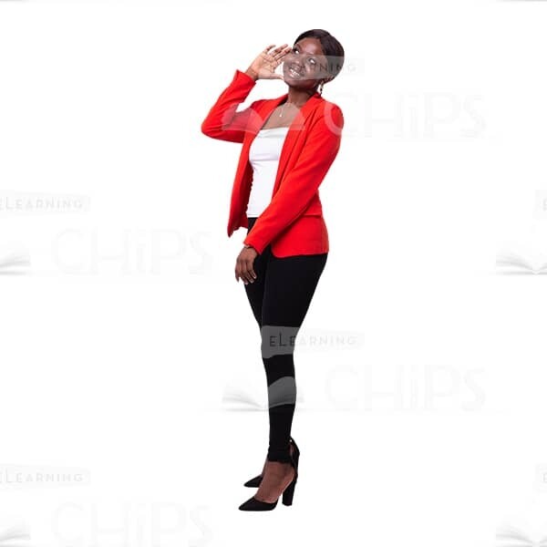 Interested Cutout Young Woman Gesture Arm Near The Ear And Listening-0
