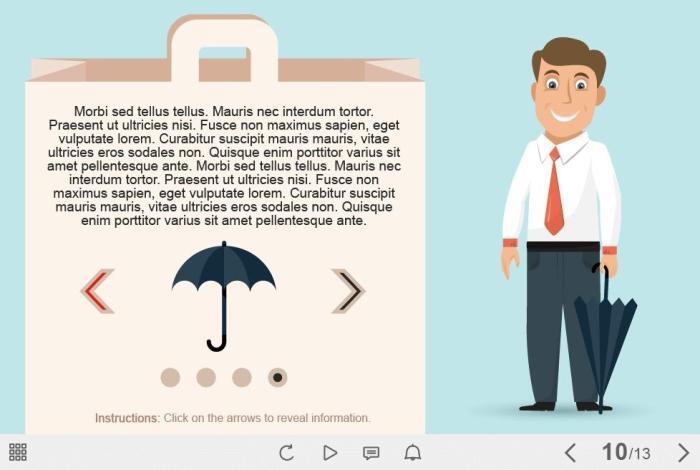 Happy Vector Man Holding Umbrella — Download Adobe Captivate Templates