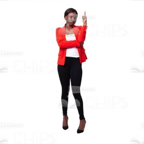 Calm Young Woman Pointing Up Cutout Picture-0