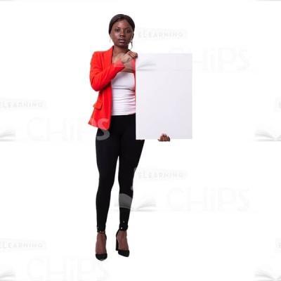 Attractive Cutout African Woman Holding White Vertical Banner At Left-0