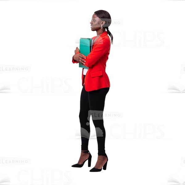 Delighted Cutout Business Woman Left Profile With Stack Of Folders-0