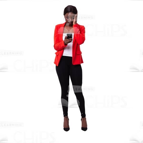 African Woman Worried About Calling From Phone Cutout Image-0
