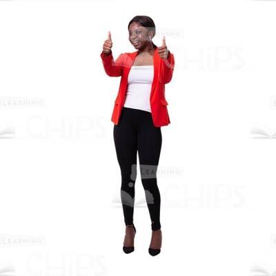 Satisfied Cutout Businesswoman Gesture Both Arms With Like Sign-0