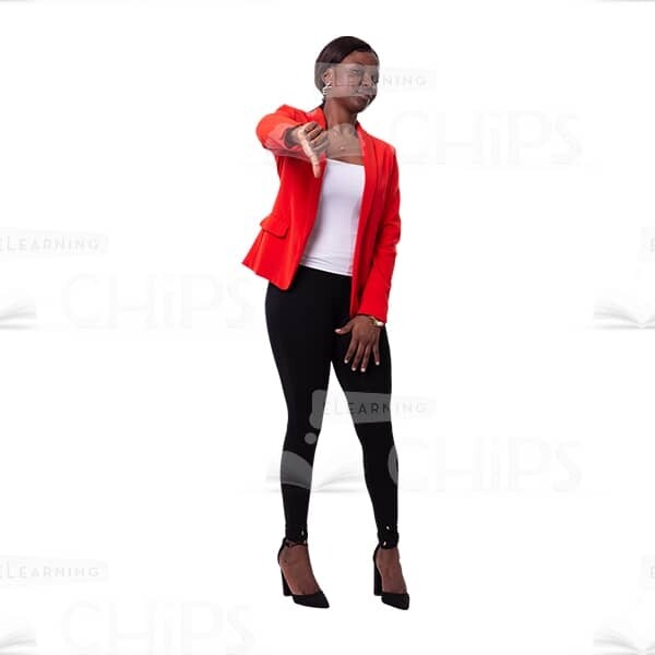 Young Cutout Businesswoman Showing Thumb Down Sign By Right Arm-0