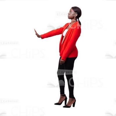 Serious Cutout Businesswoman With Stop Gesture By Right Palm-0