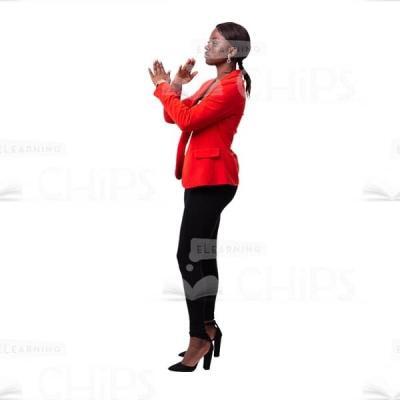 Young Woman Doing Sign Stay Or Stop By Crossed Hands Cutout Photo-0