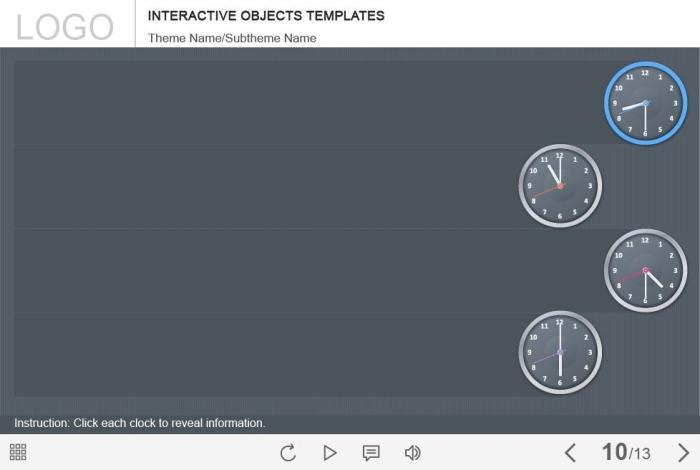 Tabs with Clocks — Captivate Template-54773