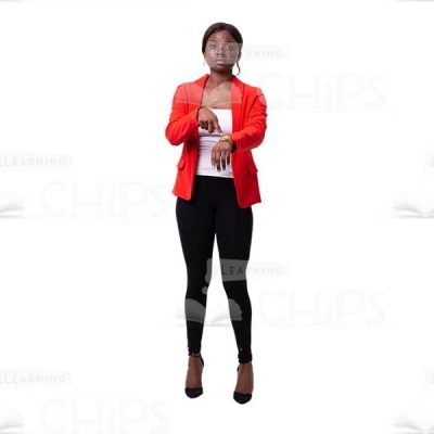 Confident Businesswoman Pointing To Watch On Arm Cutout Picture-0
