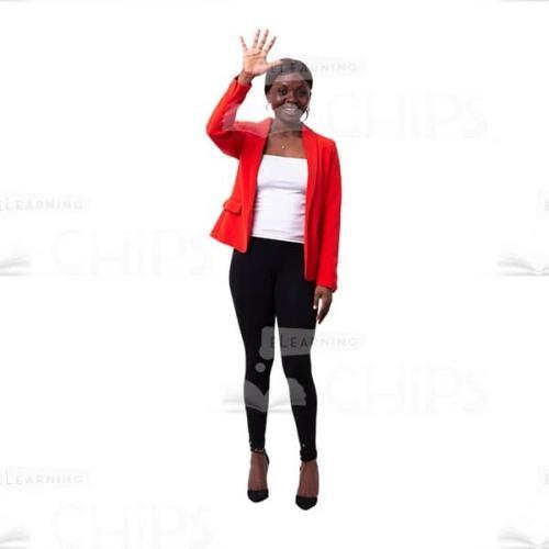 Smiling Cutout Businesswoman Waving At The Camera-0