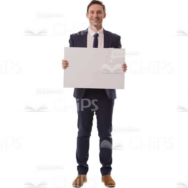 Delighted Cutout Business Man With White Banner-0