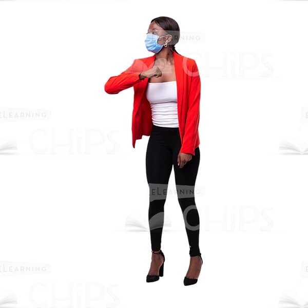 Businesswoman In Mask And Handshake With The Elbow Cutout Image-0