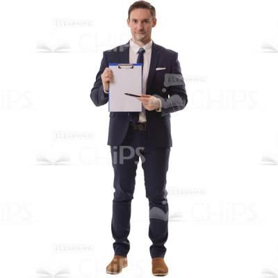 Confident Cutout Man Pointing Left Arm To White Paper-0