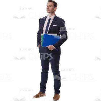 Serious Profile Cutout Man Keeps Documents In Hand-0