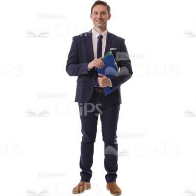 Glad Business Man Holds Folders In Arms Cutout Photo-0