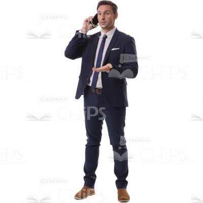 Pensive Man Speaking On Mobile Phone Cutout Image-0