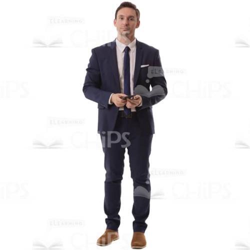 Cutout Business Man Keeps Smartphone In Hands-0