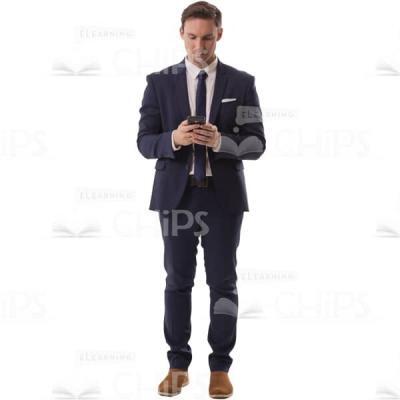 European Cutout Man Typing Message On Mobile Phone-0