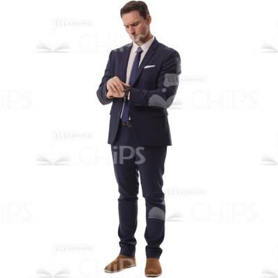 Young Man Focused On Smart Watch Cutout Image-0