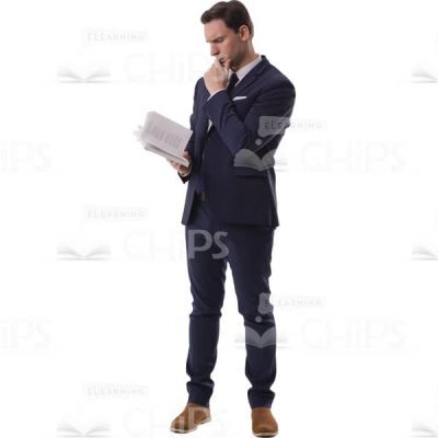 Thoughtful Male Holding Open Book Cutout Image-0